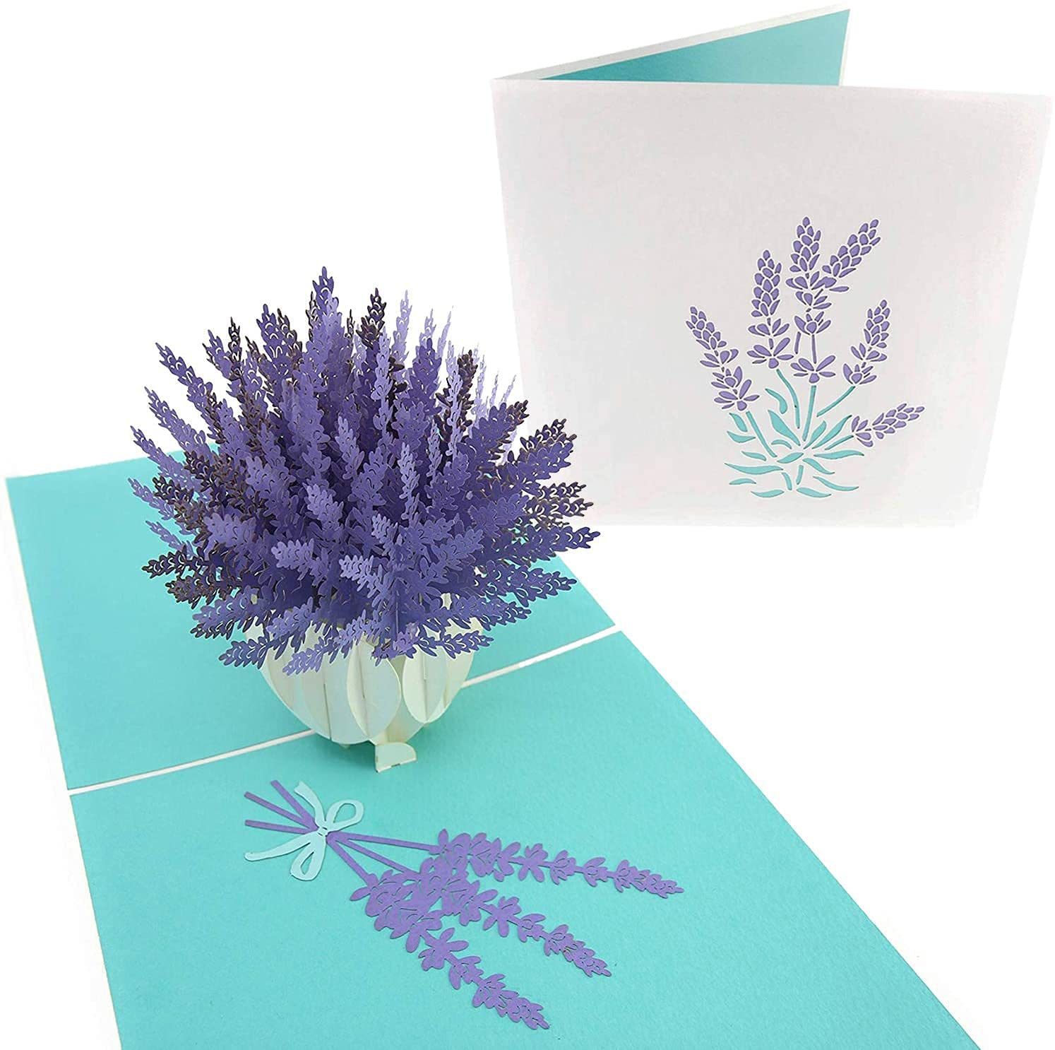 PopLife® French Lavender Pop Up Mothers Day Card - Happy Anniversary Pop Up Birthday Card for Mom - for Daughter, for Grandaughter, for Wife, for Sister, for Grandma, Get Well, Sympathy, Thank You