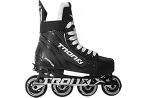 TronX Stryker Adjustable Senior Intermediate Junior Youth Roller Inline Hockey Skates, 2024 New Model