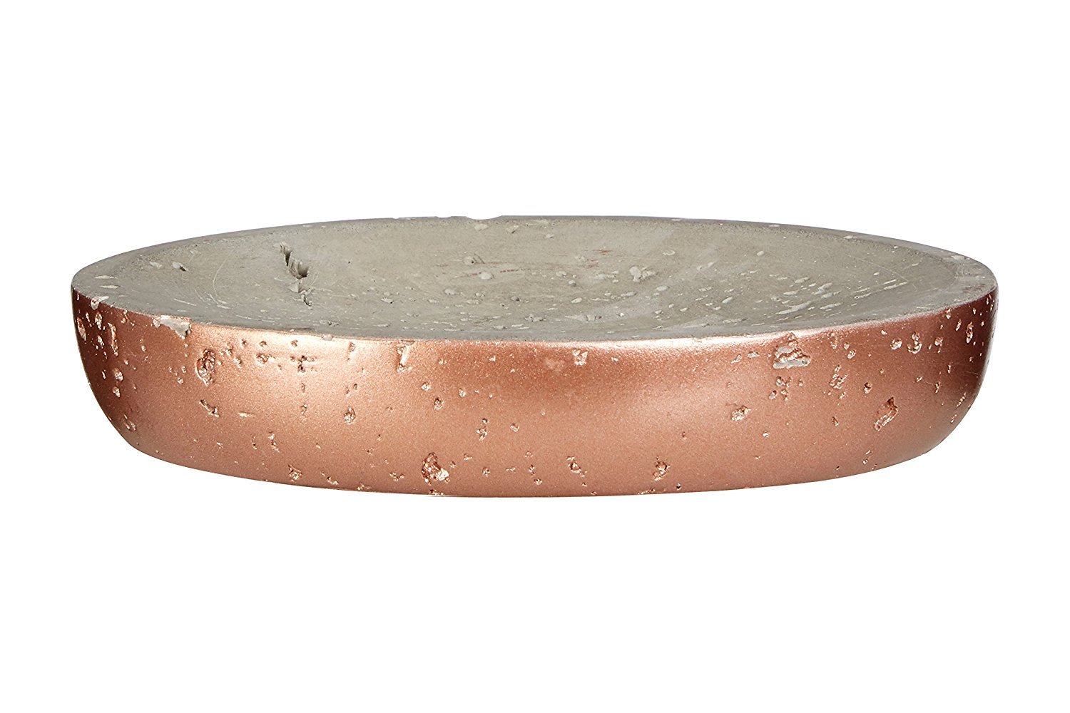 Premier Housewares Housewares Neptune Oval Soap Dish, Concrete, Grey/Copper, 11 x 14 x 3 cm