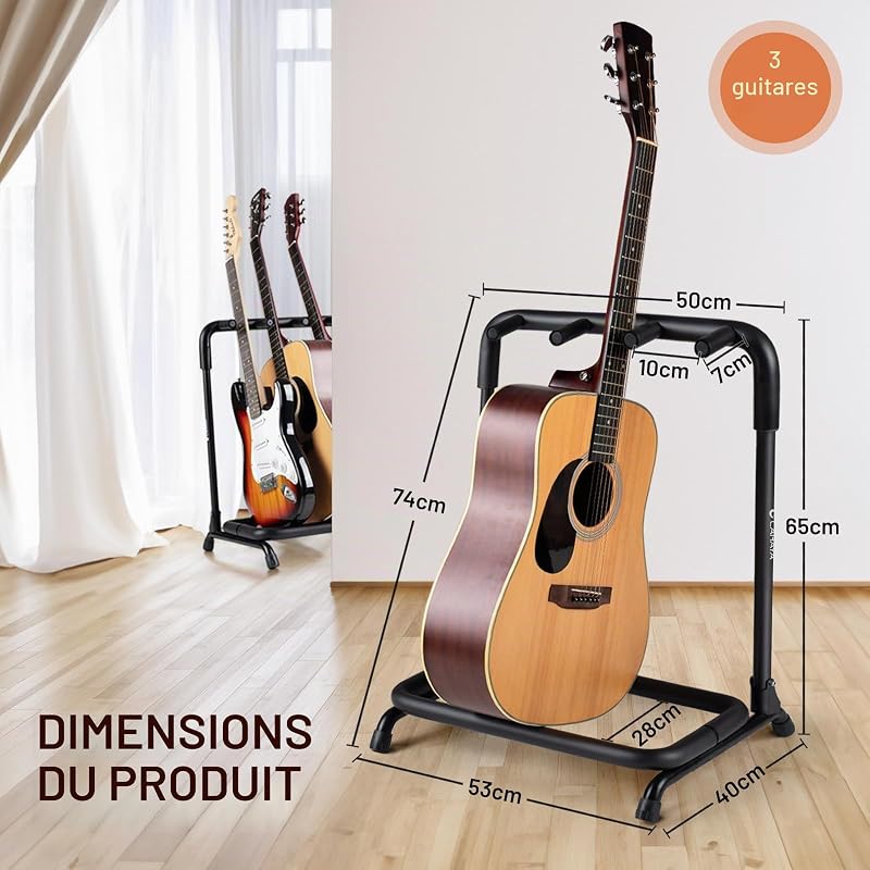 Support Multi Guitare: Support Universel pour Guitares Électriques, Acoustiques, Classiques et Basses avec Rembourrage en Caoutchouc Épais CY0344