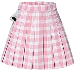 SANGTREE Pink White Plaid Pleated Skirt, Girls 2