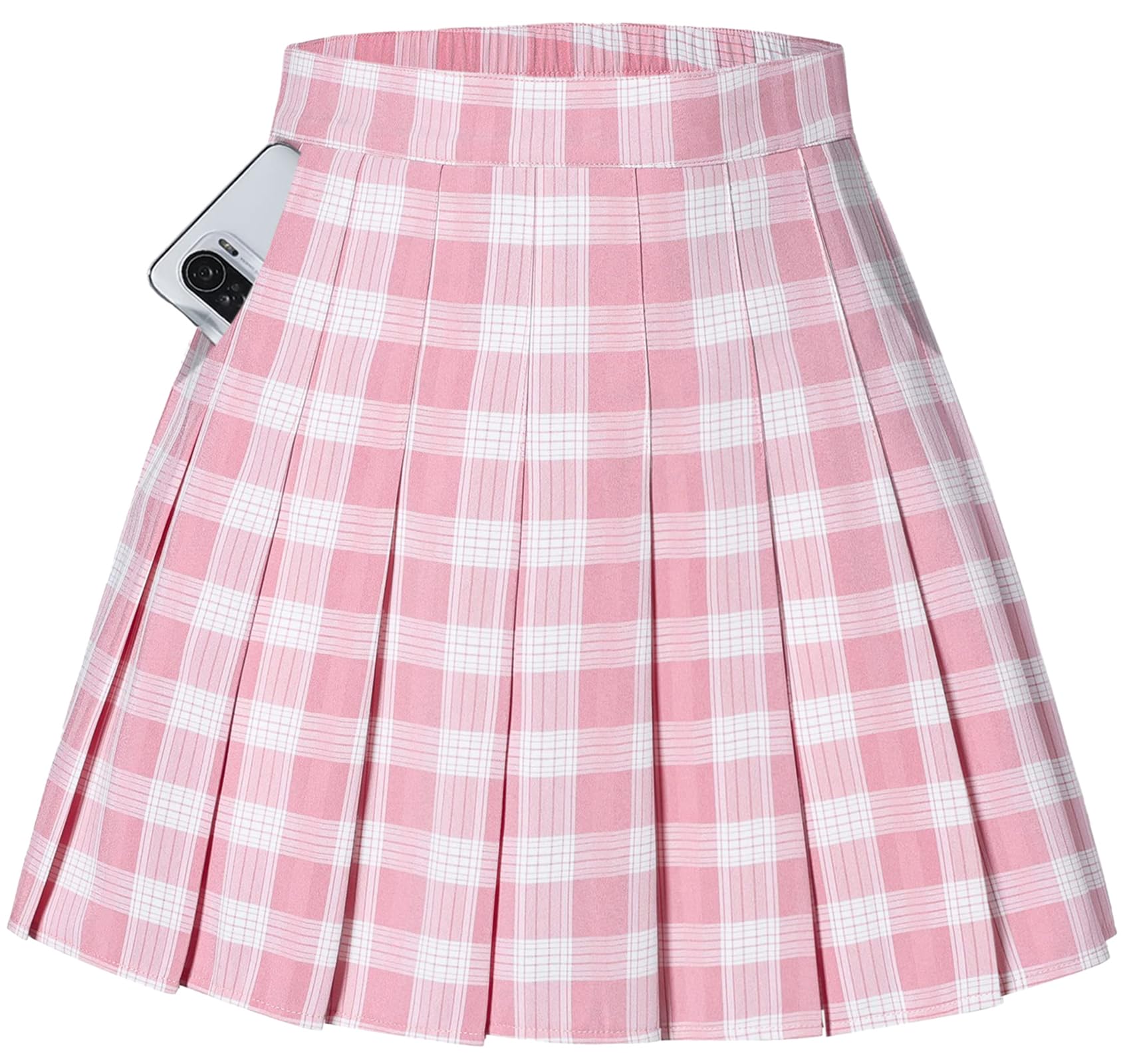 SANGTREE Pink White Plaid Pleated Skirt, Girls 2