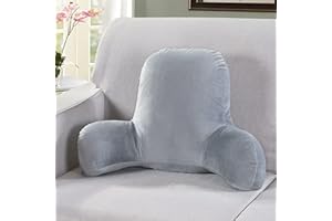 SRUTIRBO Backrest Reading Pillow with Arms, Large Adult Bed Rest Pillows Back Support for Sitting Up in Bed Couch, Plush Reading Lumbar Cushion with Removable Crystal Velvet Cover (Grey)