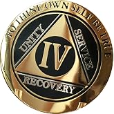 Recoverychip 4 Year AA Medallion Elegant Black Gold Silver Bi-Plated Alcoholics Anonymous Sobriety Chip