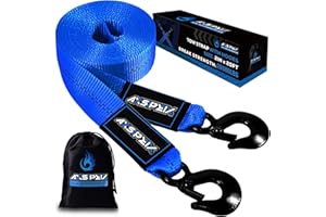 AXSIPEIX Nylon Tow Strap with Hooks Heavy Duty, 2”x20’(20,000lbs) Recovery Rope Car Tow Strap for UTV, ATV, Truck(Blue)
