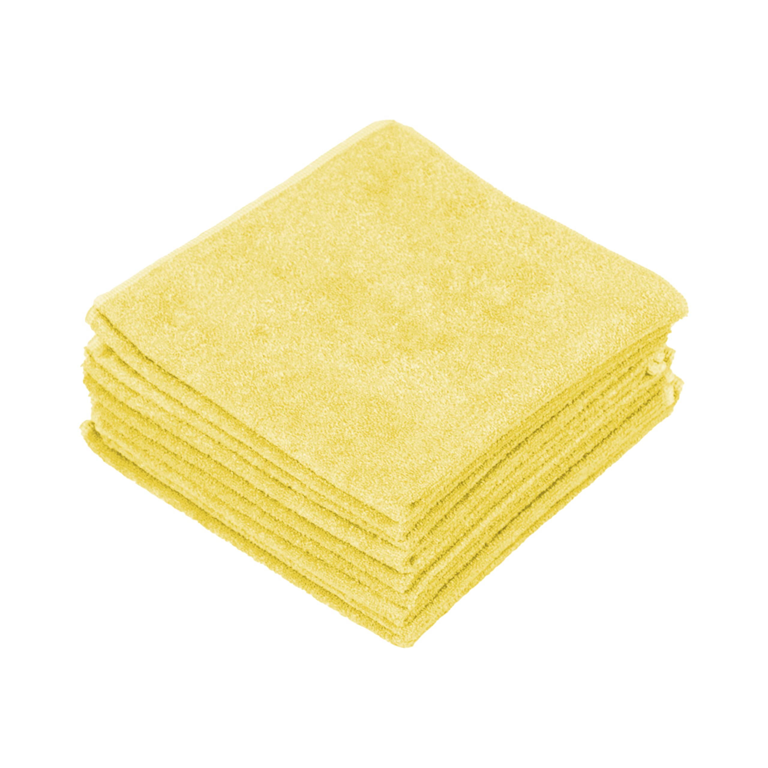 VIOVIE Professional Microfibre Cloth Pack of 10 40 x 40 cm Yellow Cleaning Cloths with Maximum Absorption Power of Dust, Dirt and Liquid, Durable Microfibre All-Purpose Cloths with Edge Protection