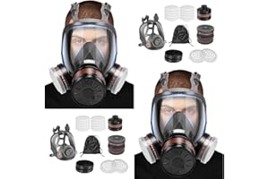 WJJIYR Full Face Respirator Mask, Gas Masks Survival Nuclear and Chemical, Gas Respirator with Activated Carbon Filters
