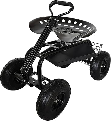 Banco de jardim com rodas, Ajustável em altura, 150 kg, Preto