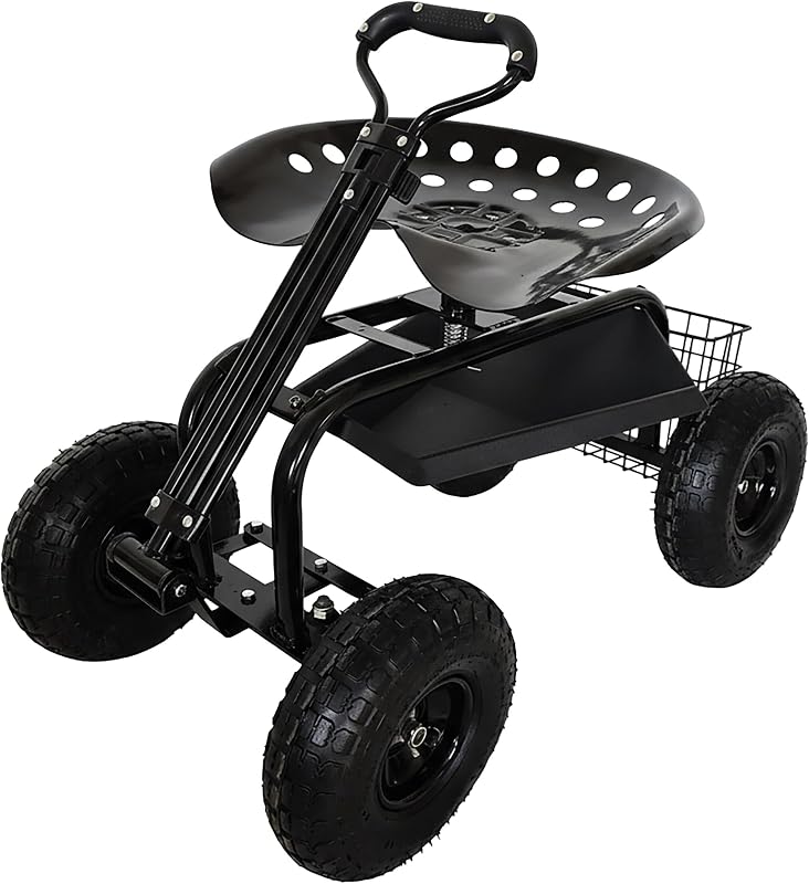 Banco de jardim com rodas, Ajustável em altura, 150 kg, Preto