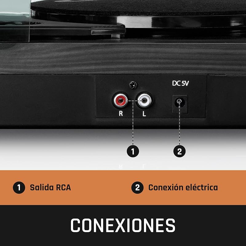 LS-10 giradiscos - giradiscos con altavoces integrados - transmisión por correa - velocidad variable - negro , 2 x 3 vatios — foto 6 de 8