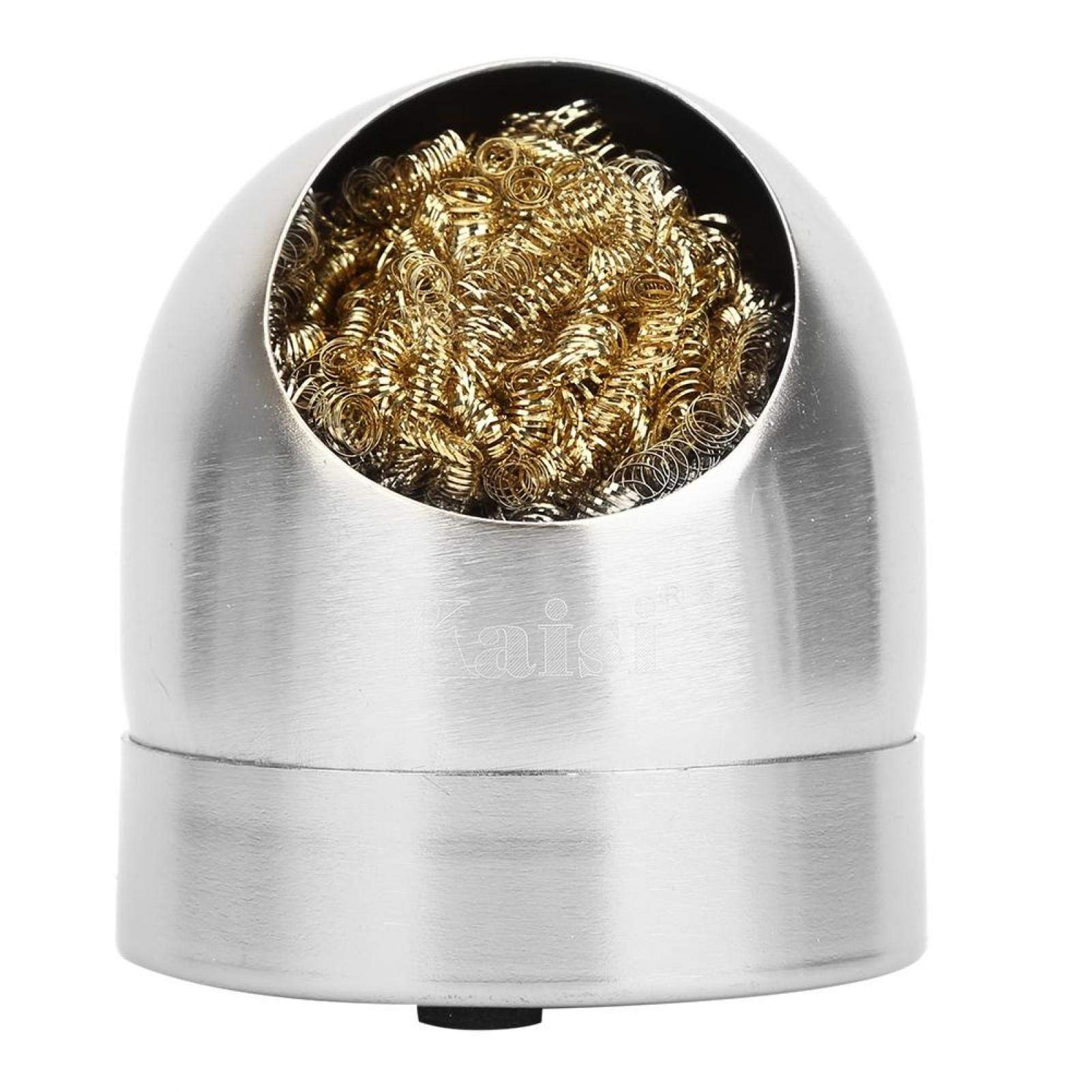 Solder Gun Tip Cleaner Copper Steel Alloy Wire 1 Ball Holder +1 Steel Wire Soldering Tip Iron Cleaning (Silver)