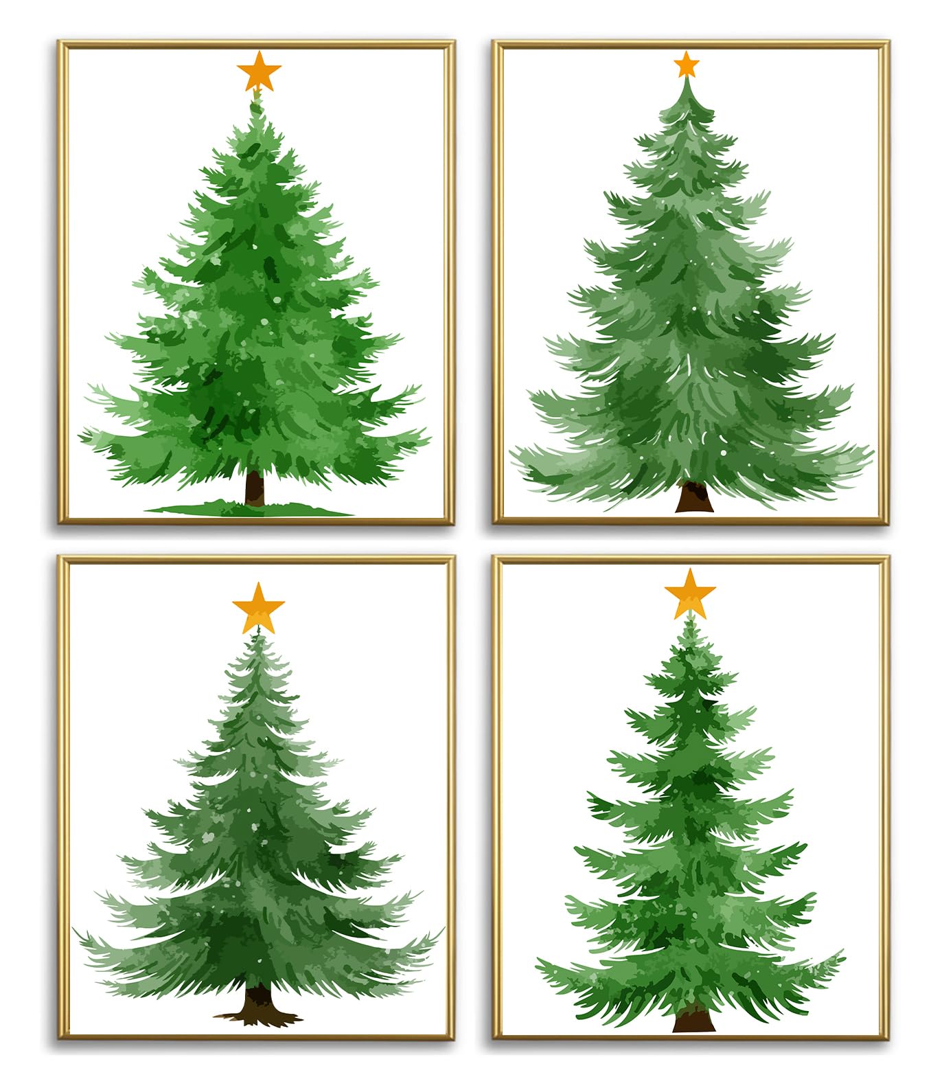 AUNMER Christmas Tree Posters Wall Art - Merry Christmas Wall Decor,Aesthetic Botanical Pictures Winter Art, Pine Trees Gallery Wall Prints for Holiday Bedroom Bathroom Living Room