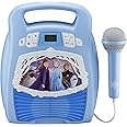 eKids Frozen 2 Bluetooth Portable MP3 Karaoke Machine Player with Light Show Store Hours of Music with Built in Memory Sing Along Using The Real Working Microphone USB Port to Expand Your Content