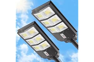Brazuel 2Pack 300W Solar Street Lights Outdoor Waterproof,30000lm Solar Parking Lot Lights,6500k Led Solar Lights,Motion Sensor,Remote Control, Dusk to Dawn,Commercial Grade