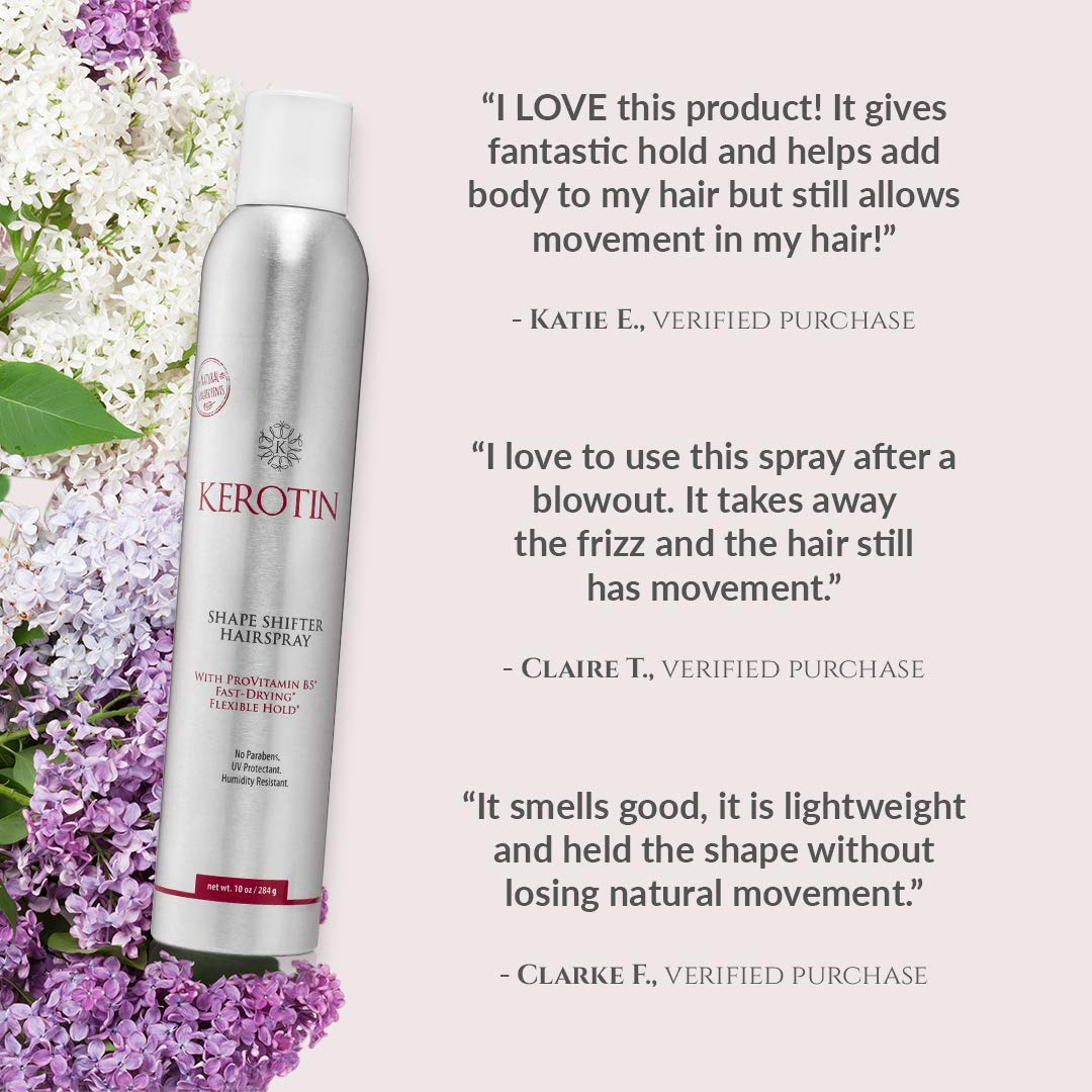 Kerotin Hairspray - Flexible Hold & Volume with Provitamin B5 - Heat Protectant, Frizz Ease, Weightless Hair Spray, Locks in Moisture, Strong Hold, Brushable Hairspray - 10 Fl Oz : Beauty