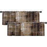 Emvency 2 Pack Valances Window Treatments Abstract Dark Brown Art Painting Blackout Drapes Adjustable Curtain for Windows Living Room Kitchen Over Sink, 18x52 Inch Rod Pocket Valances