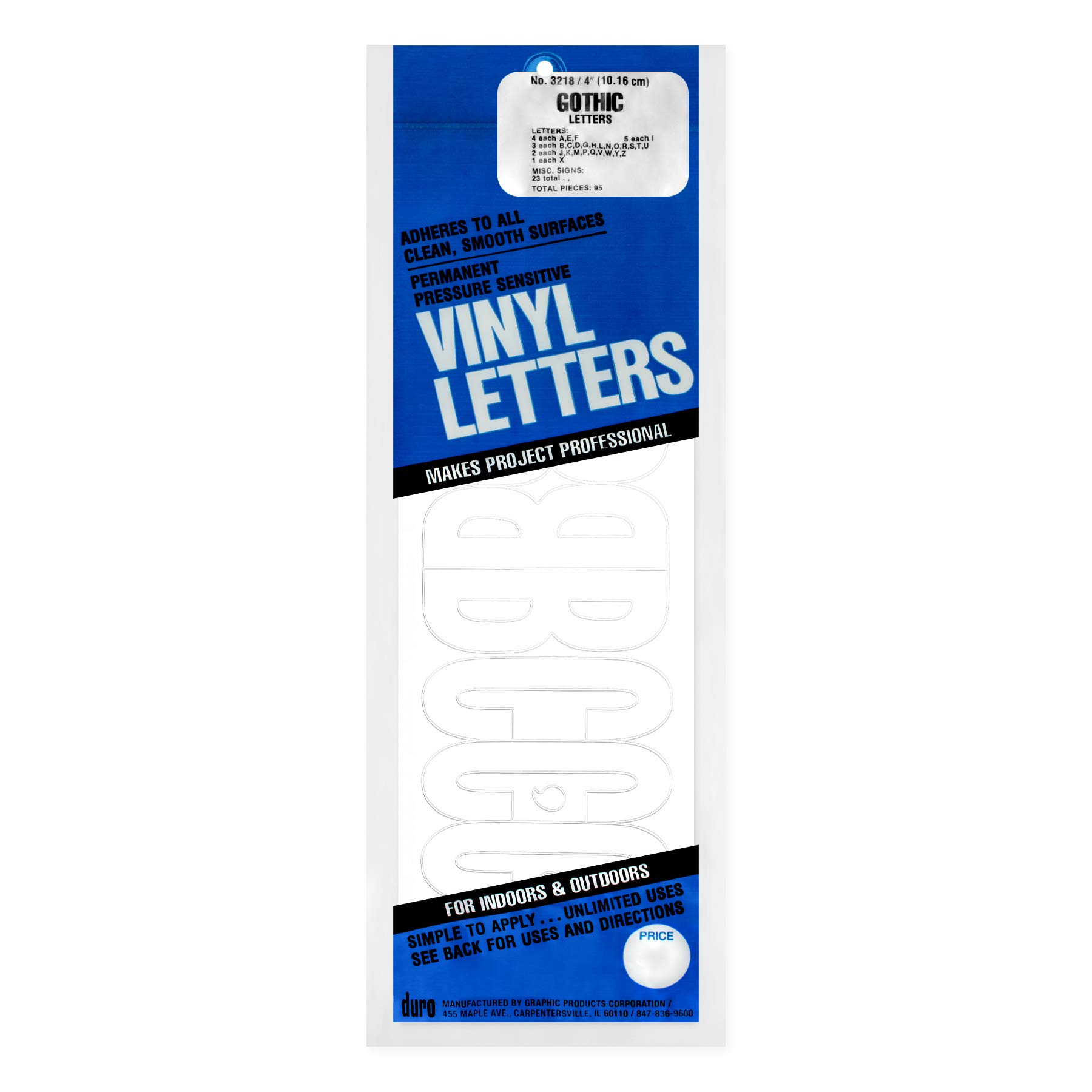 Graphic Products Permanent Adhesive Vinyl Letters 4-inch 95/Pkg-White