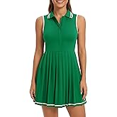 ATTRACO Women Tennis Dresses Polo Golf Dress Zip Up Pleated Workout Dress with Built in Shorts and Bra