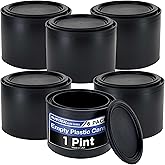 Master Elite 1 Pint Empty Plastic Paint Can Bucket, Pack of 6 - Triple Lock Airtight Lid Seal, 16 fl. oz. All-Plastic Coating Storage Container Can - Pail Handle, Dent & Rust Proof, Odor Resistant