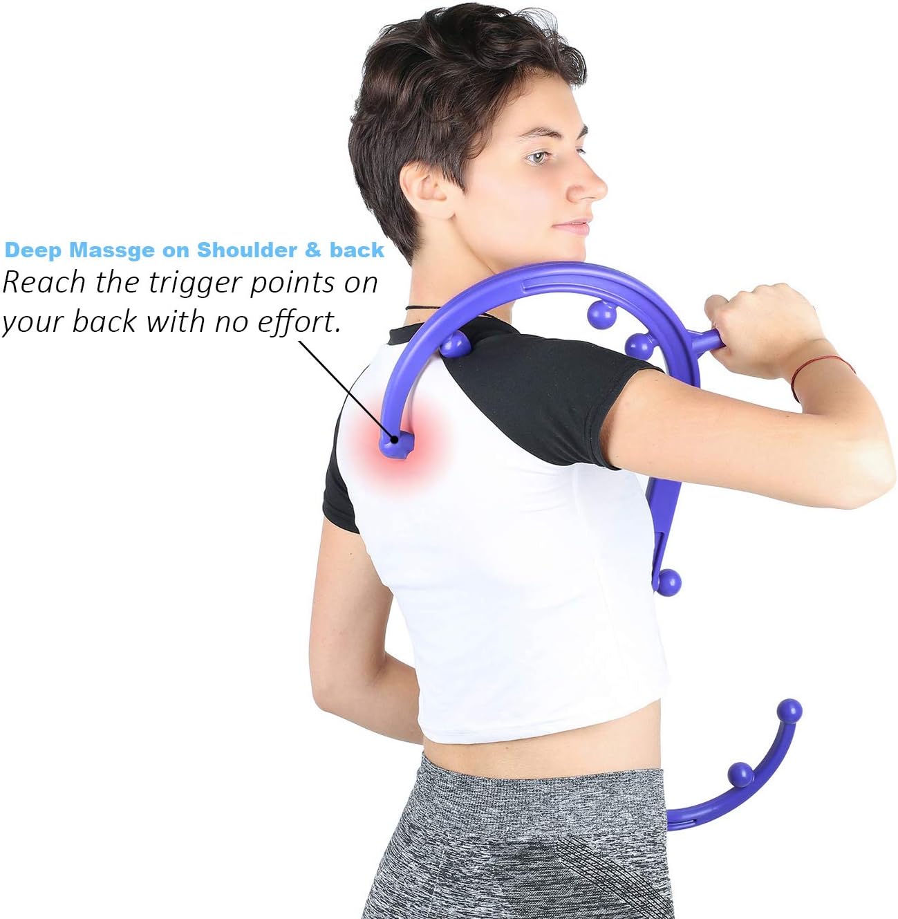 Sokiss Trigger Point Self Massager- S-Shaped Therapy Massage Tool for Self Back Massage, Neck Massage, Shoulder Massage, Myofascial Release Tool & Deep Muscle Massage Stick(Blue): Health & Personal Care