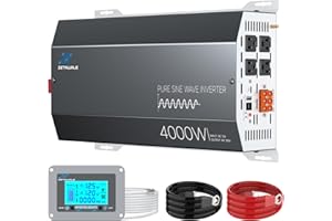 ZETAWALE 4000 Watt Pure Sine Wave Inverter 12v DC to 110v 120v AC Converter,8000W Peak Power Inverter with 4 AC Outlets,USB Port,Type-C,Remote Control LCD Display for Truck, RV, Vehicles, Solar Off-Grid