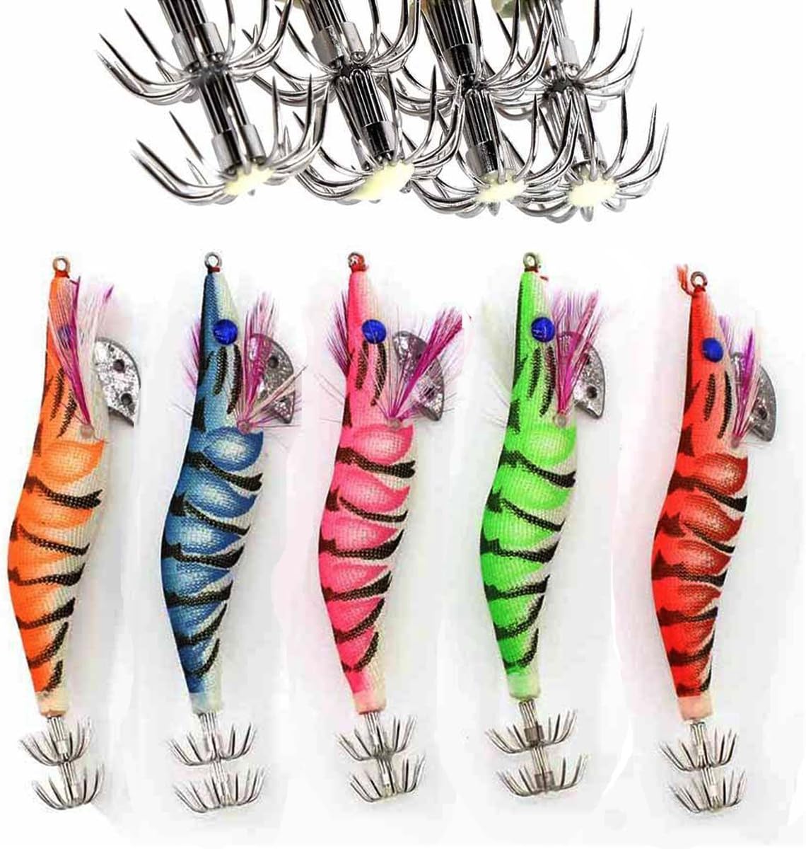 Colori assortiti artificiali esche da pesca calamaro, polipo, seppia, gambero, confezionate in