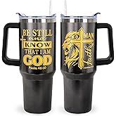 Christian Gifts for Men 40 Oz Be Still and Know That I am God Christian Tumbler Cup Inspirational Religious Gifts for Father Dad Husband Brother Friends Christians Faith Jesus God Bible Verse Gift