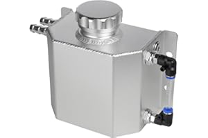 VehiMata Coolant Reservoir Tank, 1L Universal Radiator Overflow Tank Aluminum Silver