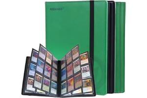 HENWEI Trading Card Binder 9 Pocket,PU Leather Cover Card Collection Binder for 360 Cards, Side Loading Card Binder, Premium Card Album for MTG, TCG, CCG,Game Cards & Sports Cards, Green