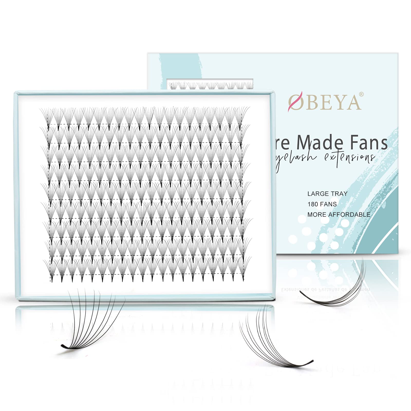Pre Made Fan Eyelash Extensions D Curl 8D Pre Fanned Russian Lashes 0.07mm 9 Rows Premade Fans .07 Mix 9-14mm Volume Lash Extensions Supplier by Obeyalash (8D 0.07 D Mix)
