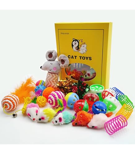 Cat Toys Kitten Toys Assortments 18pcs Interactive Wand Cat Teaser Kitten Toys With