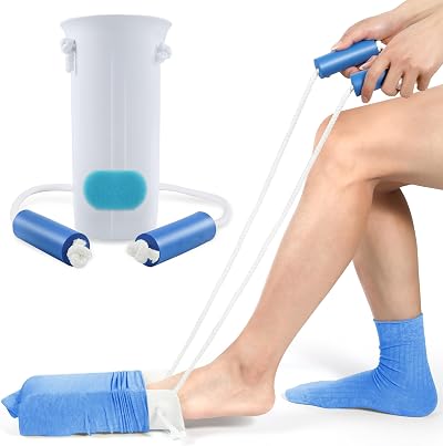 Kekoy Sock Aids for Putting On Off Socks Three-Finger Foam Handles White