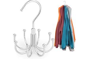ZEDODIER Hoodie Hangers, Rotatable Hoodie Organzier for Closet, Max 8 Storage Capacity Hoodies Holder, Metal Space Saving Closet Organizers and Storage, Silver