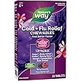 Nature's Way Cold+Flu Relief, Umcka, Shortens Duration and Reduces Severity, Multi-Symptom Relief, Homeopathic, Phenylephrine Free, Non-Drowsy, Berry Flavored, 20 Chewable Tablets (Packaging May Vary)