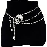 YAFIYGI Gothic Waist Chain Skull Belt Skeleton Jewelry Layered Alloy 115CM | Layered Skull Waist Chain 115CM Alloy Adjustable Belt for Punk Gothic Outfits Concerts Festivals Jeans Dresses and Y2K Style