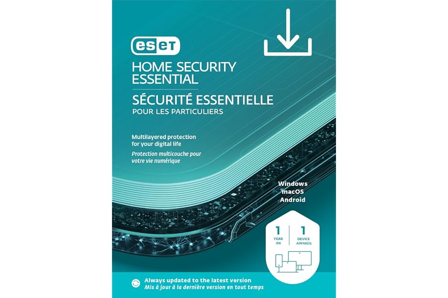 ESET Home Security Essential | Antivirus | 2025 Edition | 1 Device | 1 Year | Parental Control | Privacy | IOT Protection | R