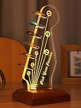CoolGift Mart Light Up Guitar Pick Holder Acrylic Headstock with Wooden Base view 2