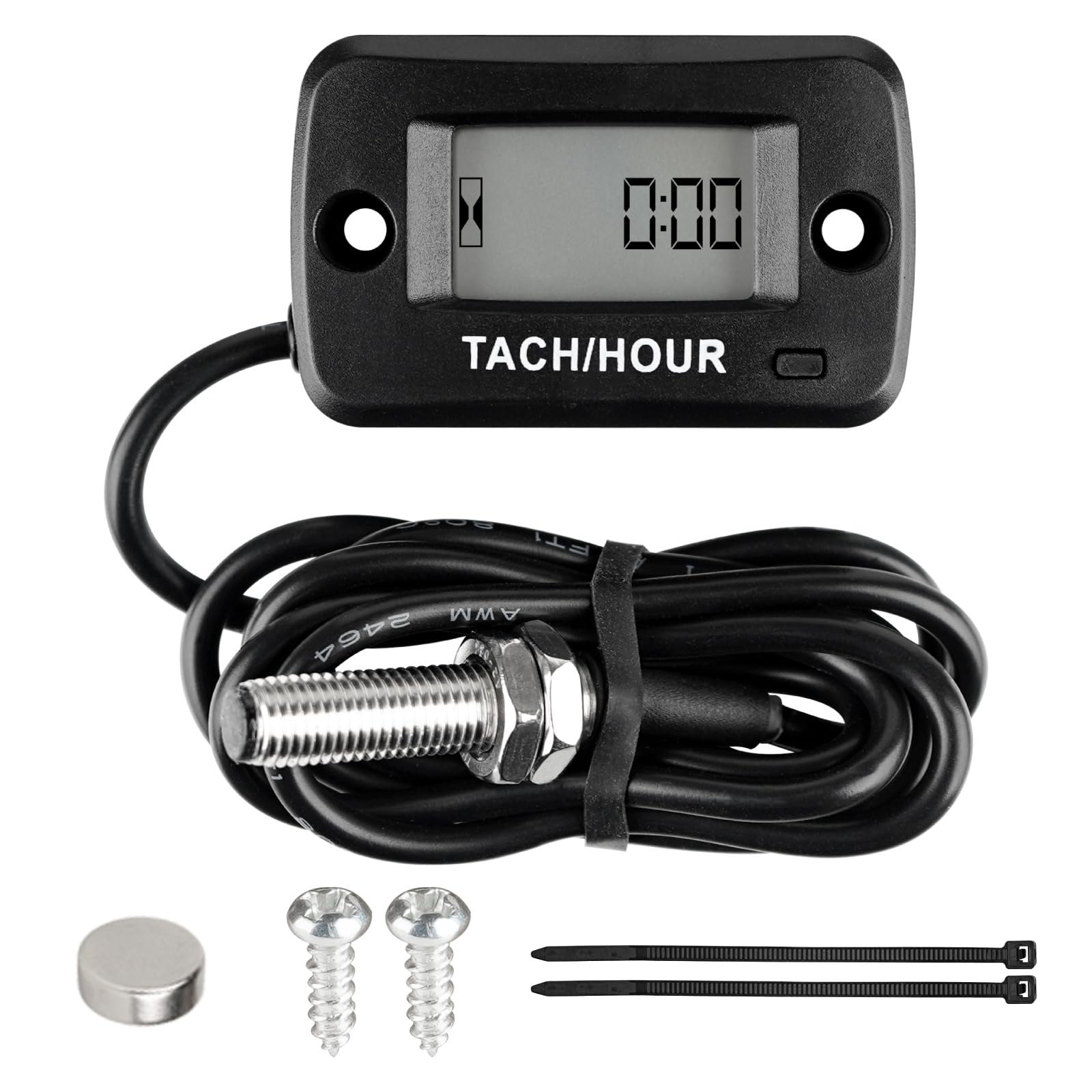 Jayron Magnetic Detact Digital Tachometer RPM Speed Meter User Shutdown Re-Settable JOB Programmable Maintenance Interval Waterproof Design,for Lawn Mower Generators Compressors All types of Engines