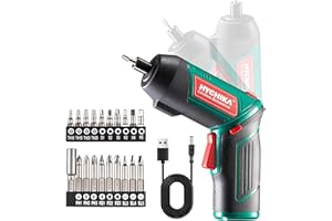 HYCHIKA BETTER TOOLS FOR BETTER LIFE HYCHIKA Electric Screwdriver, 6N.m and 2000mAh 3.6V Cordless Screwdriver with 20 Accessories, Work Light, Charging Cable and Magnetic Chuck