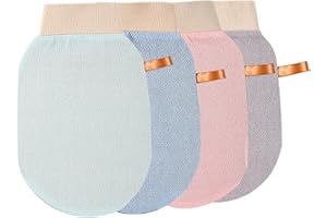 Exfoliating Gloves,4pcs Exfoliating Mitts Body Scrub Glove,Dual-Sided Deep Clean Exfoliation Scrubbing Mitt,Dead Skin Remover