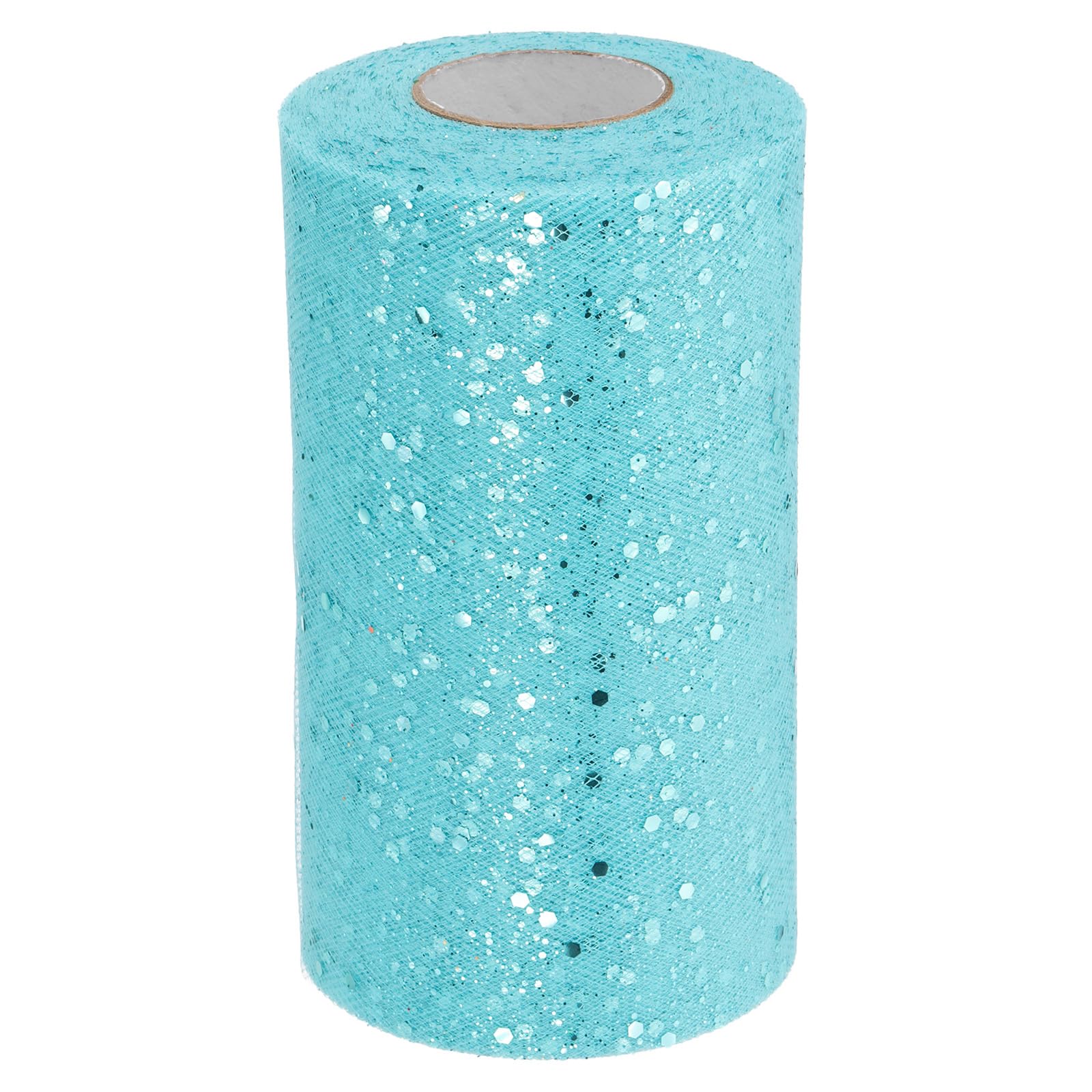 PATIKIL Tulle Fabric Rolls, 6 Inch by 50 Yards Fabric Spool Tulle Sparkling Ribbon Netting Sequin for DIY Tutu Skirts Crafts Wedding Party Decorations, Teal Blue