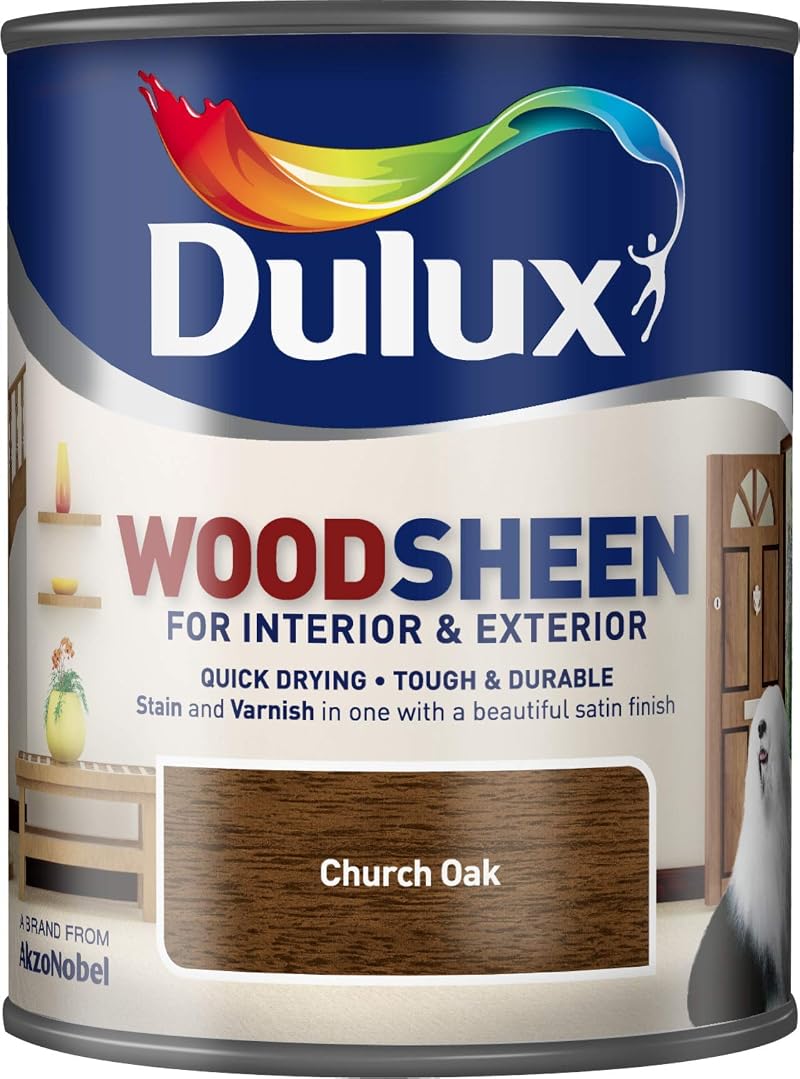 Dulux Woodsheen Quick Drying Interior Exterior Wood Stain Church Oak 750ML