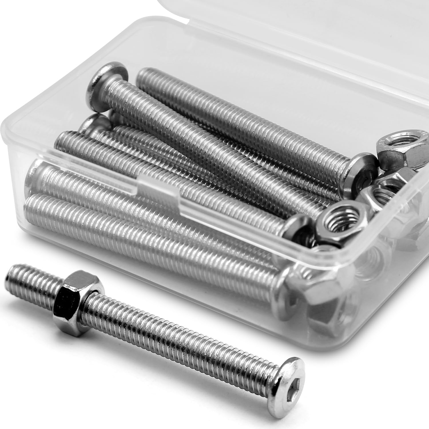 (10 pcs) M8 x 70mm Flat Round Hexagon Socket Head Screws Bolts and Nuts Set 304 Stainless Steel 18-8