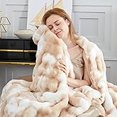 SAPHREAS Faux Fur Throw Blanket for Couch, Fluffy Fuzzy Bubble Blanket for Sofa Bed Living Room, Decor Soft Cozy Gifts for Women Men, 60x80” Tie Dye Khaki