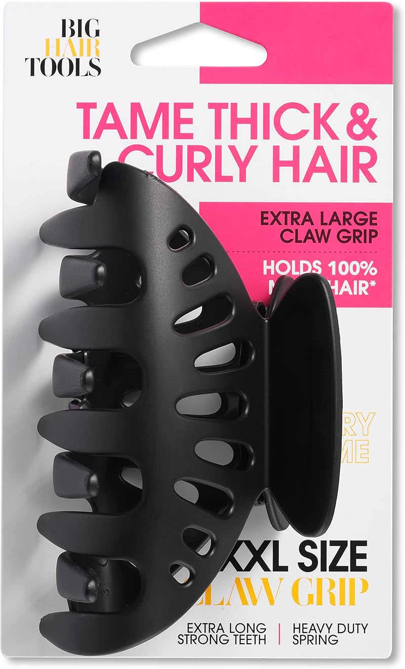 Big Hair Tools XXL Claw Grip Black 1 Pack for Thick Curly Hair