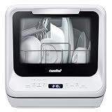 COMFEE' Portable Dishwasher Countertop with 5L Built-in Water Tank, No Hookup Needed, 6 Programs, 360° Dual Spray, 192℉ High-Temp& Air-Dry Function, Mini Dishwasher for RVs, White
