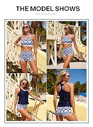 Aleumdr Womens Tankini Swimsuits Athletic 3 Piece