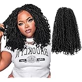 12 Inch 10 Packs Yanky Twist Crochet Hair for Black Women Pre-twisted Natural Kinky Mini Spring Twist Small Curly Senegalese Twist Braids (1B)