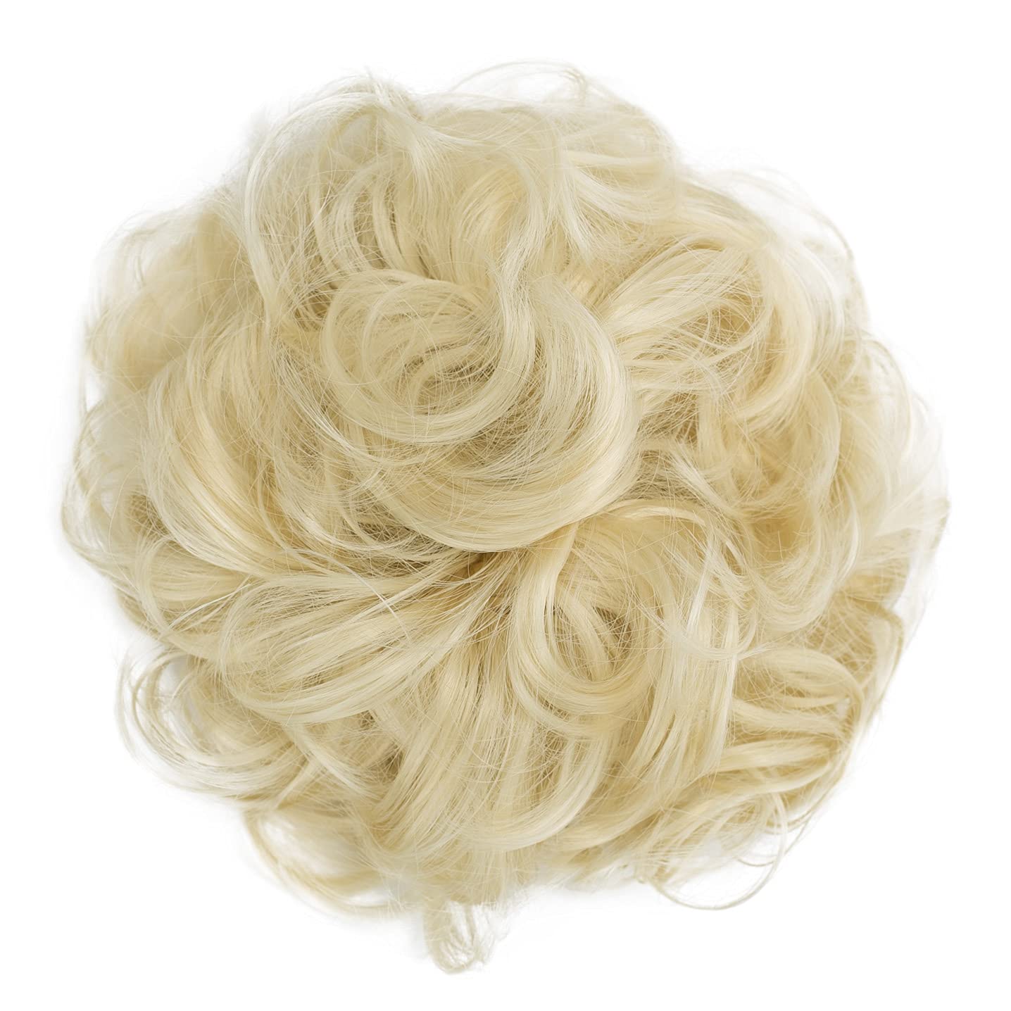 CAISHA Messy Scrunchie Bun Voluminous Wavy Hairpiece Heat-resistant Synthetic Fibres Platinum Blonde G18A