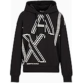 Armani Exchange womens Outline Logo Print Hoodie Sweatshirt